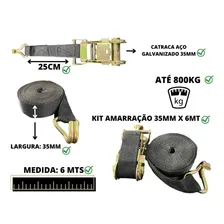01 Kit Cinta 35mm X 6mts X 800kg Catraca P/ Amarração Geral Cor Preto Foto mini 4