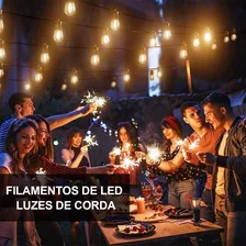 15 Metros Inquebrável Varal Luzes Exterior S14 Lampadas Série Luz Vintage Decorativas 110v Foto mini 4