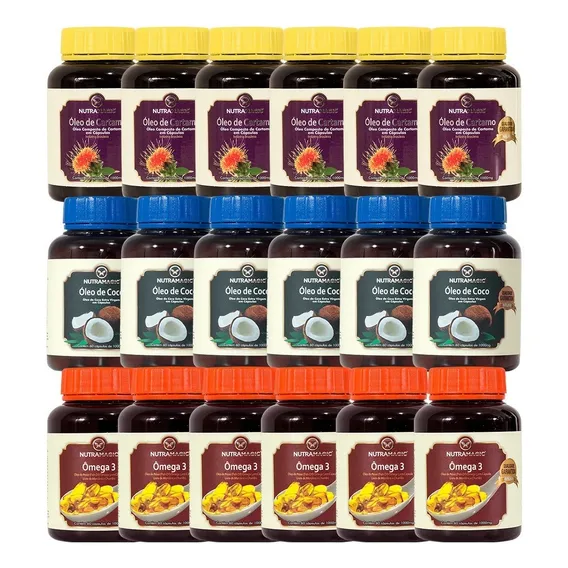 6 Óleo De Cartamo 6 Óleo De Coco 6 Omega 3 Nutramagic Sabor Sem Sabor Foto 1