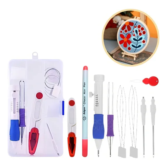 Kit Agulha Magica Bordado Ponto Russo Alto Relevo 10 Itens Foto 1