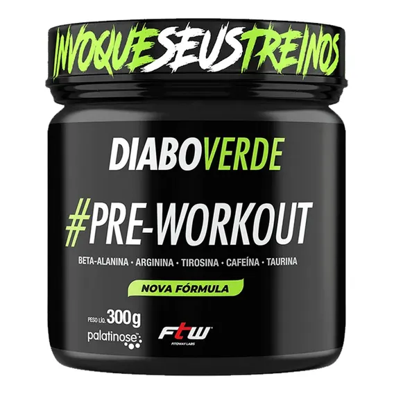 Pré Treino Diabo Verde Insano 300g - Ftw Sabor Cereja Ice Foto 1
