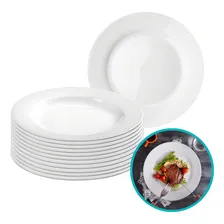 Kit 12 Pratos Redondo Raso Opaline Branco Restaurante 27cm Foto mini 1