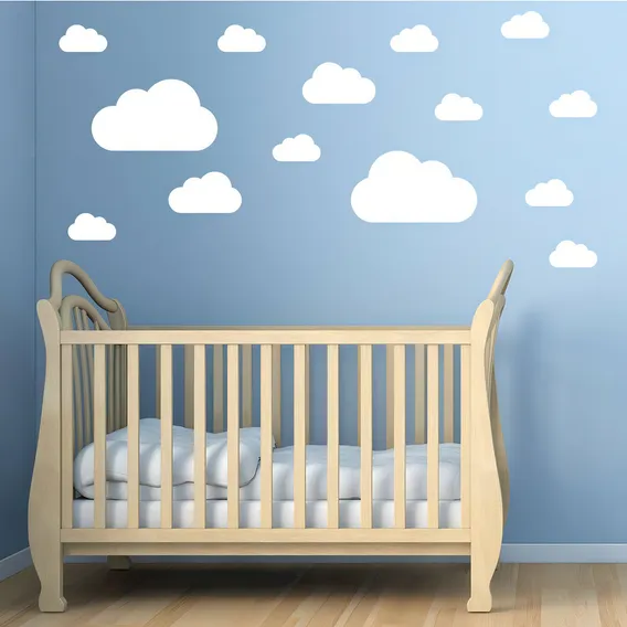18 Nuvens Adesivo Parede Quarto Nuvens Infantil Bebe Papel Cor BRANCAS Foto 1