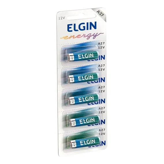 05 Pilhas Baterias Elgin 27a 12v A27 Alcalina 1 Cartela Foto 1