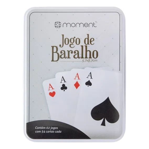 02 Baralhos Plástico Cartas Estojo Lata Tranca Truco Buraco Foto 1