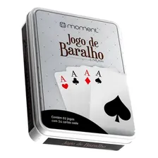 02 Baralhos Plástico Cartas Estojo Lata Tranca Truco Buraco Foto mini 2