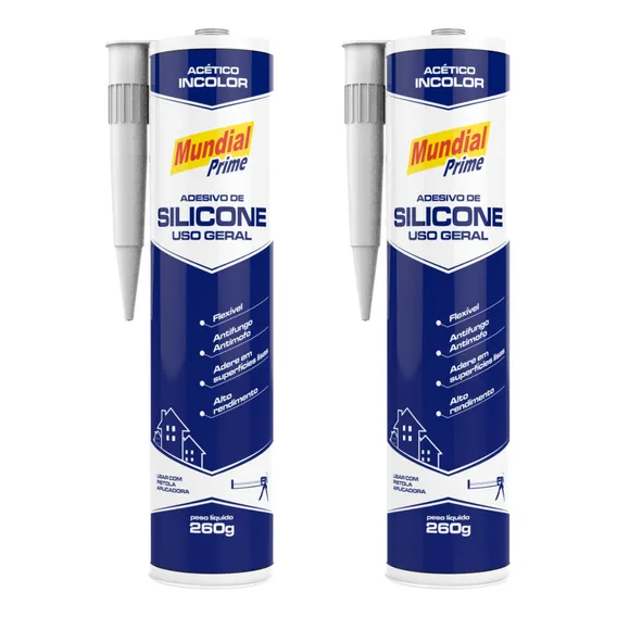 02 Cola Silicone Acético Selante Transparente Uso Geral 260g Foto 1