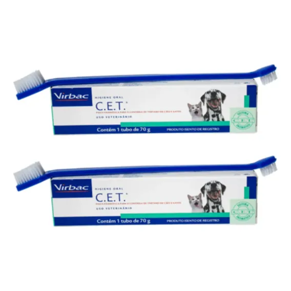 02 Kit Saúde Oral Virbac Pasta Cet+escova E Necessaire Foto 1