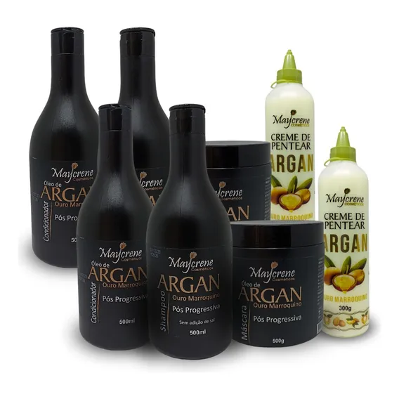 02 Kits Argan Branco C/ Creme De Pentear 300g - 8 Produtos Foto 1