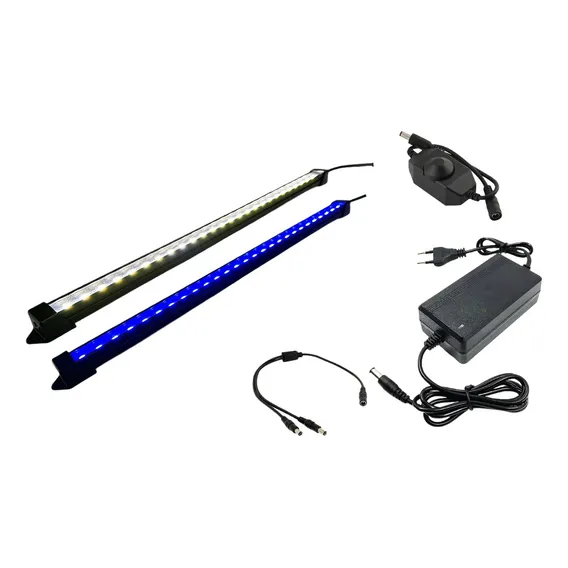 02 Luminária Led 70cm C/ Fonte E Dimmer P/ Aquário 12v Foto 1