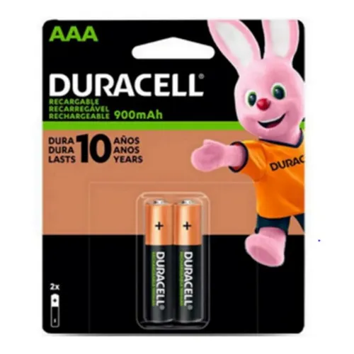 02 Pilhas Aaa Recarregável 900mah Duracell Foto 1