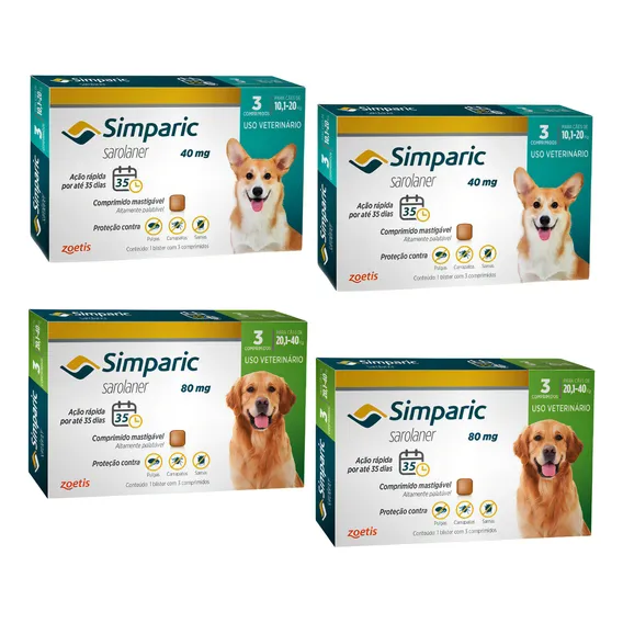 02 Simparic 80mg E 02 Simparic 40mg 3 Comprimidos Foto 1