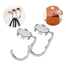 02 Suporte Gancho Porta Bolsa Dobrável Portátil De Mesa Cor Prateado Foto mini 4