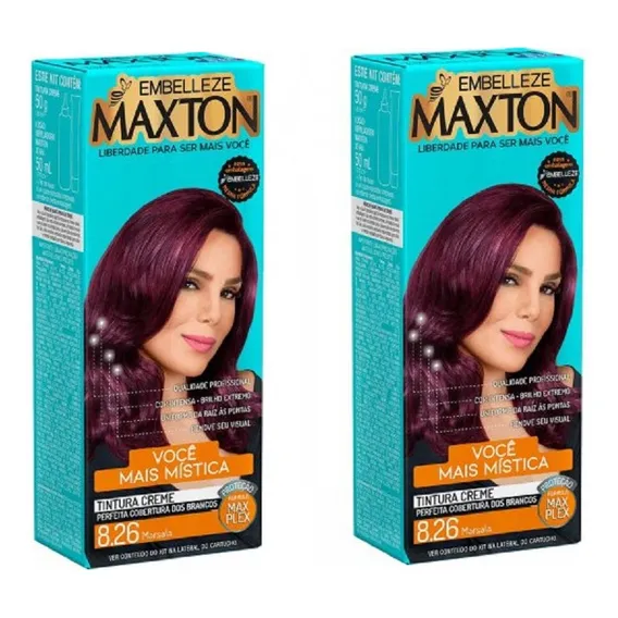 02 Tintura Creme Maxton - Cor Marsala - 8.26 - Tom 8.26 marsala Foto 1