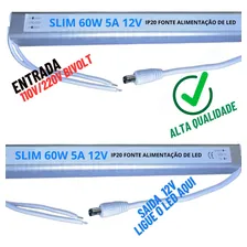 02pçs Fonte Ultra Slim Mini 12v 60w 5a Biv P/ Fita Led Cftv Foto mini 3