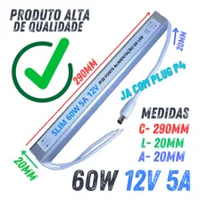 02pçs Fonte Ultra Slim Mini 12v 60w 5a Biv P/ Fita Led Cftv Foto mini 2
