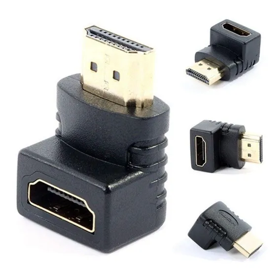 03 Adaptadores Hdmi 90 Graus Em L Macho X Fêmea P/ Tv Painel Foto 1