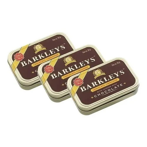 03 Barkleys Pastilhas Sabor Canela Cinnamon C/ Chocolate 50g Foto 1