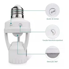 03 Sensor De Presença Soquete Bivolt E27 Lâmpada Movimento Foto mini 4