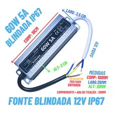 03pçs Fonte Blindada A Prova Dágua Para Fita Módulo Led Piscinas 12v 5a 60w Ip67 Foto mini 3