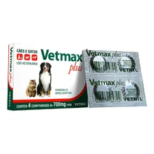 04 Cx VermĂfugo CĂŁes Gatos Vetmax Plus 4 Comprimidos Vetnil Foto mini 2