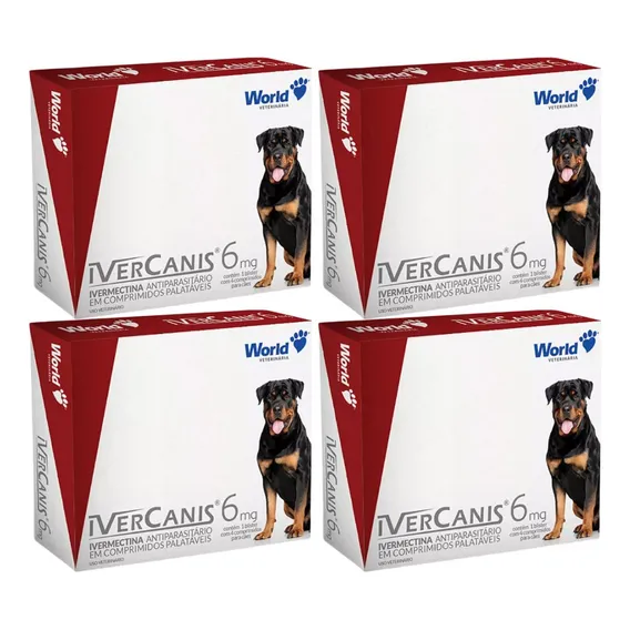 04 Ivercanis 6mg Ivermectina Cães 30kg 4 Comprimidos World Foto 1