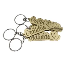 05 Chaveiros AcrÃlico Espelhado Dourado Gratidão Com Argola Foto mini 1