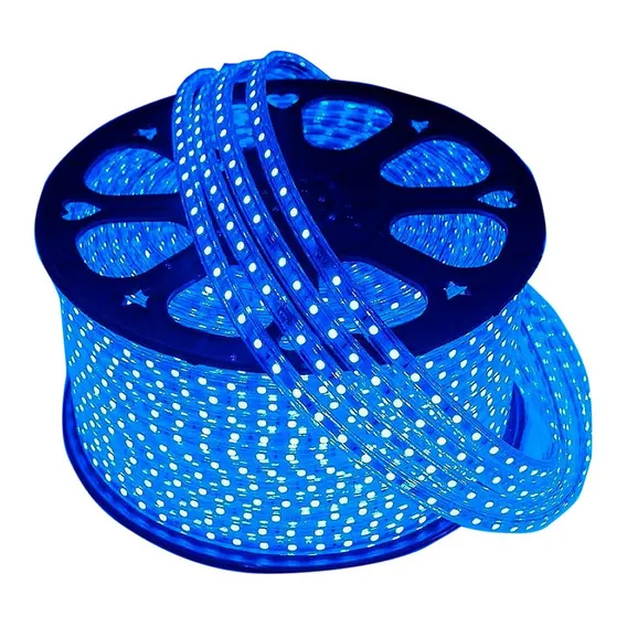 05 Metros Fita Led 5050 Branco Quente Mangueira Chata Sanca Luz Azul 127v Foto 1