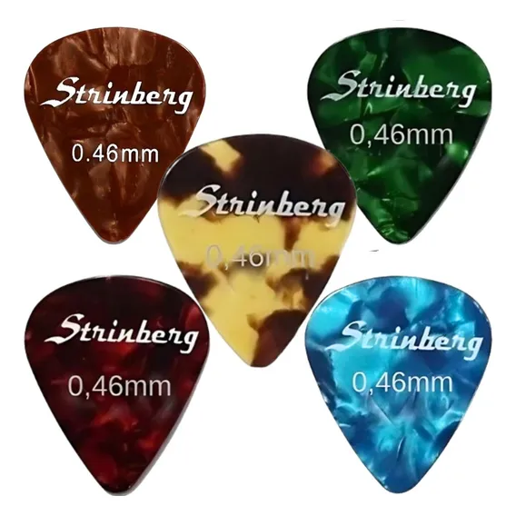 05 Palhetas Strinberg Spt 0.46mm Thin Celuloide Sortida Cor Colorido Tamanho Fino Foto 1