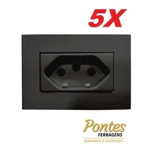 05 Pç Tomada P/moveis Margirius 2p+t Preta 10a 250v Nbr14136 Cor Preto Foto mini 3