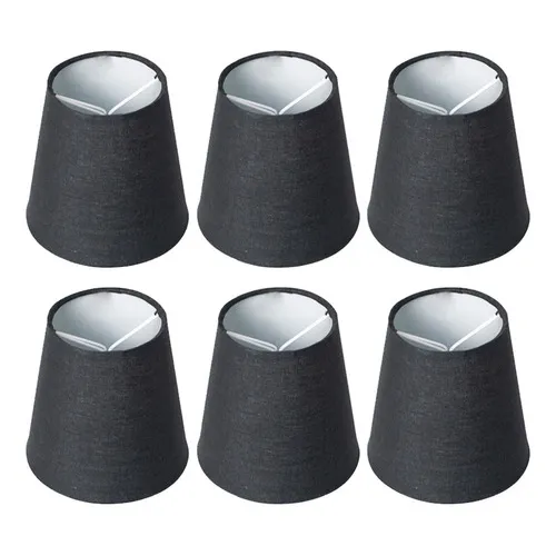 06 Mini Cupulas De Tecido Para Lustre Encaixe Na Lampada Foto 1