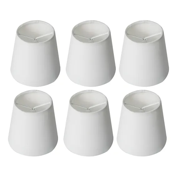 06 Mini Cupulas De Tecido Para Lustre Encaixe Na Lampada Cor Branco Tangerina Mca Foto 1