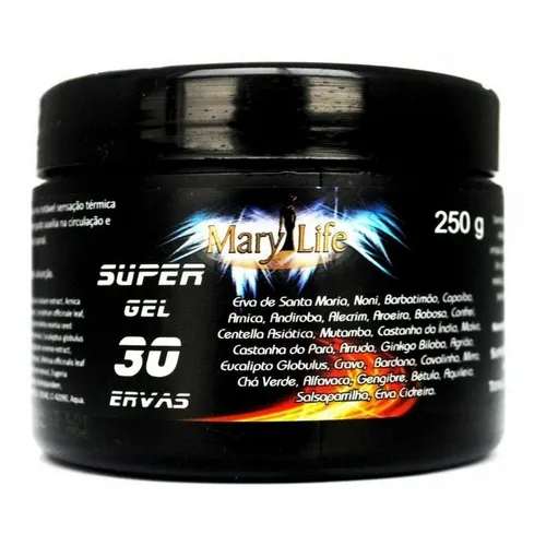 06 Und Super Gel 30 Ervas 250g Efeito Quente Frio Mary Life Fragrância ERVAS NATURAIS Tipo de embalagem Pote Foto 1