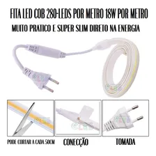 06mts Mangueira Fita Led Cob Ip67 280leds 18w Por Metro Cor Da Luz Branco-frio 6500k Tensão De Operação Escolher 110v Foto mini 4