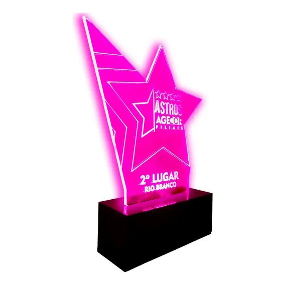 07 Luminária Ou Troféu Personalizado Com Led - 15x15cm Foto 1