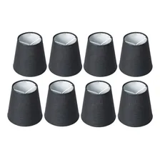08 Mini Cupulas Para Lustre Tecido Algodao Encaixe Lampada Cor Preto Foto mini 1