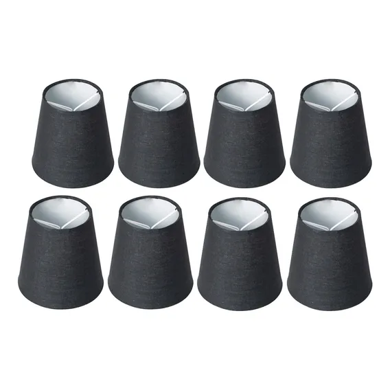 08 Mini Cupulas Para Lustre Tecido Algodao Encaixe Lampada Cor Preto Foto 1