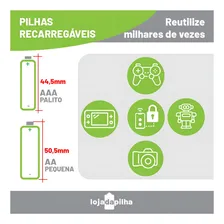 08 Pilhas Recarregável Aa 2500mah Pequena Elgin 2 Cartelas Foto mini 2