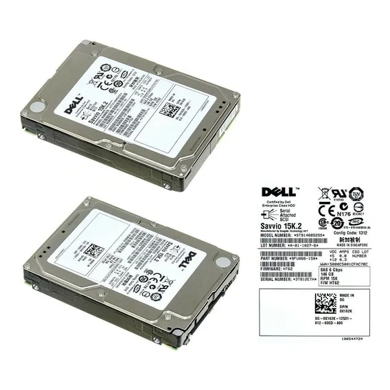 0x162k Dell 146gb Sas 6g 15k 2.5 9fu066-150 St9146852ss Ht6 Cor Prata Foto 1