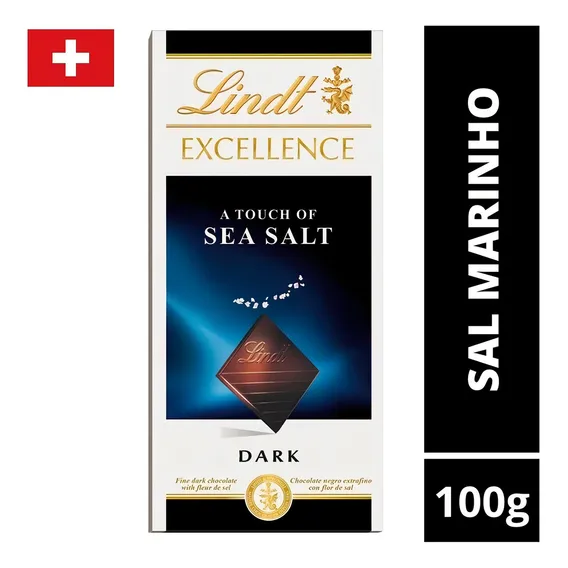1 Barra, Chocolate, Lindt Excellence, Sal Marinho, 100g Foto 1