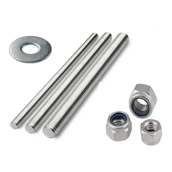 1 Barra Rosc. M8x1m Inox+10porca Trav M8 Inox+10arruela Inox Foto 1