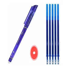 1 Caneta Gel Apagável Facil + 5 Refil Caneta Mágica Azul Foto  mini 1