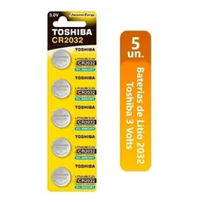 1 Cartela Bateria Moeda Toshiba Cr2032 3v Lithium 5 Unid Foto  mini 1