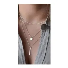 1 Colar Triplo Lindo Folheado A Prata Cor Prateado Foto mini 1