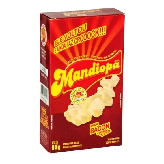 1 Cx Mandiopã 80grs Bacon Salgadinho P/ Fritar O Verdadeiro Foto 1
