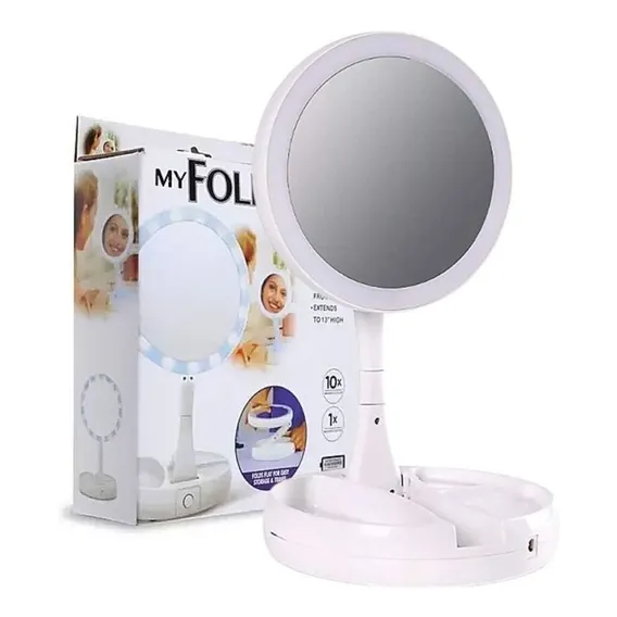 1 - Espelho Articulado Luz Led Aumento 10x Para Maquiagem Foto 1