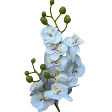 1 Flor Orquídea Artificial Silicone 2 Ramos Galho Branca Foto  mini 1