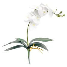 1 Flor Orquídea Artificial Silicone 2 Ramos Galho Branca Foto mini  3