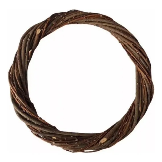 1 Guirlanda Vime Bambu Enfeite 25cm Aprox Natal Páscoa Coroa Cor Marrom Foto 1