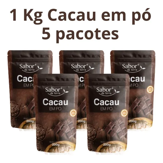 1 Kg cacau em p贸 alcalino 100% natural 5 pacotes Foto 1
